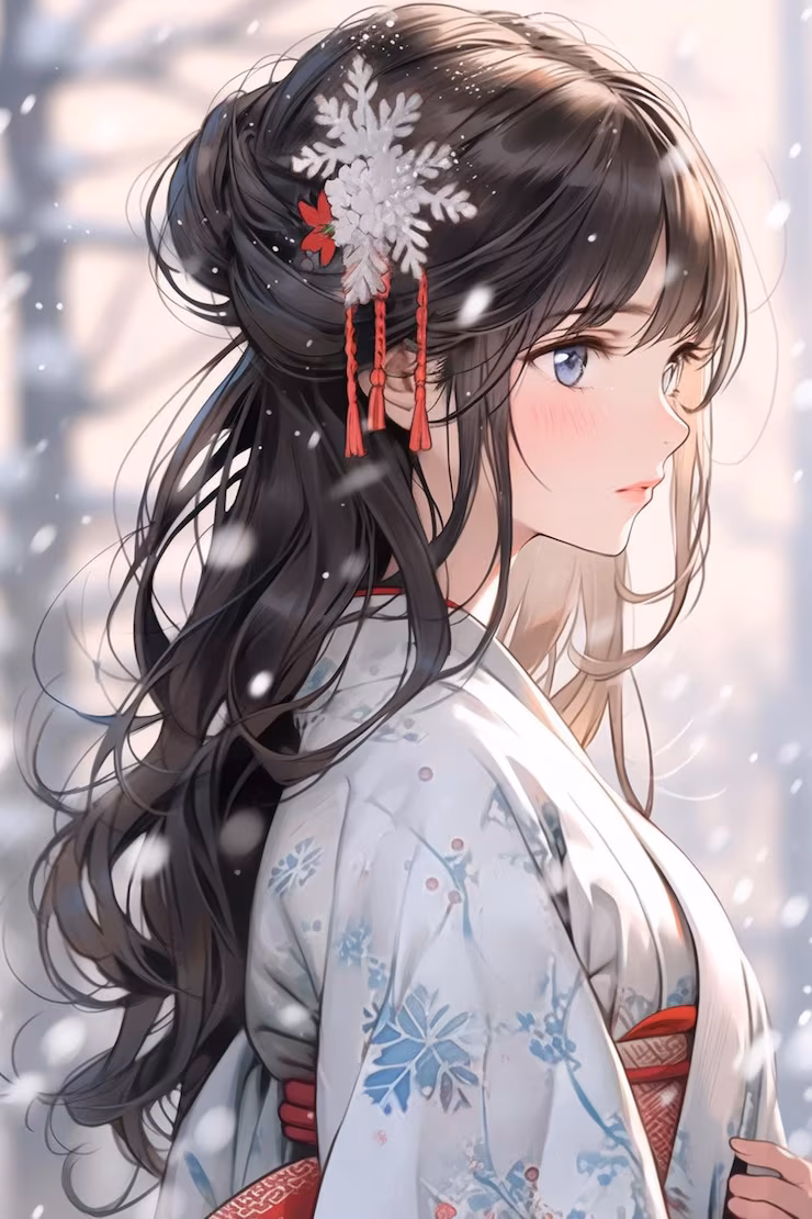 anime-ragazza-in-kimono-con-fiocchi-di-neve-sullo-sfondo-generativo-ai_974533-84648